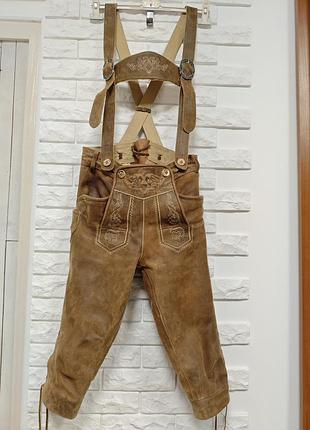 Marjo 42 / 44 р w 30 / 29 баварські шорти коричневі шкіряні з оленячої шкіри чоловічі октоберфест lederhosen