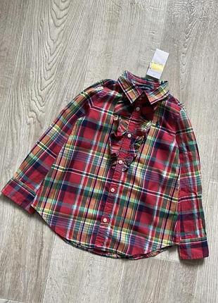 Polo ralph lauren сорочка на дівчинку, рубашка в клетку на девочку, блузка, дитяча сорочка
