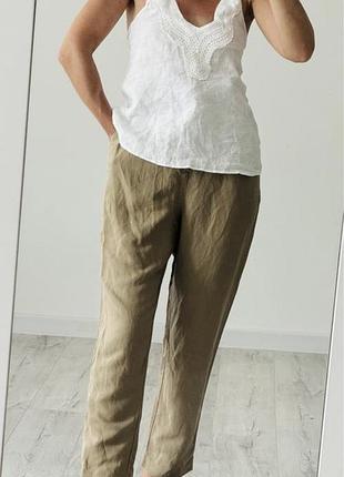 Брюки брюки лён вискоза бежевые h&m