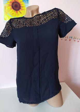 Темно -синя блузка zara basic, xs