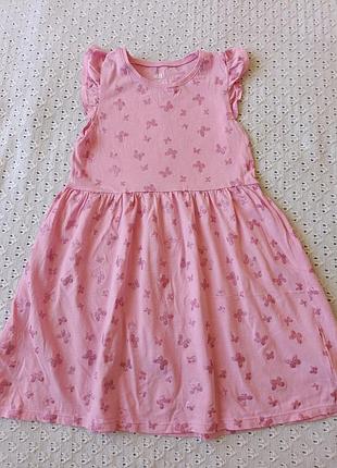 Летнее платье h&amp;m из органического хлопка сукэночка с глиттером с бабочками легкое платье на лето