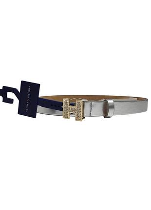 Женский кожаный ремень tommy hilfiger серебристого цвета, размер м (13hp010024)