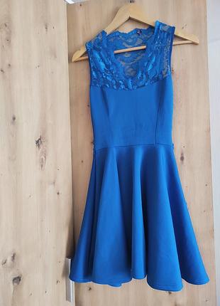 Синяя коктейльная женская однотонная