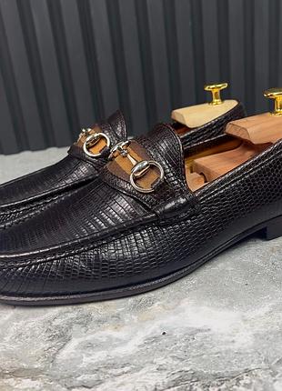 Rare gucci 1953 style web horsebit loafer brown lizard чоловічі туфлі лофери оригінал 42.5 eur