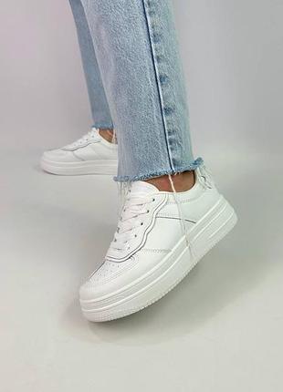 Женские кеды с перворацией на высокой удлинении, 36-40, эко кожа