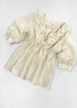 Шовкова блуза з воланом lipsy london 100% шовк розмір 10 (38) s-m