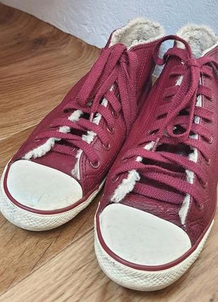 Конверсы кеды бордовые утепленные 38-39 размер converse all star 25см стелька