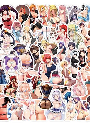 Набір аніме-наклейок хентай стикери пак anime hentay stickers hentai waifu вайфу наклейки дівчини