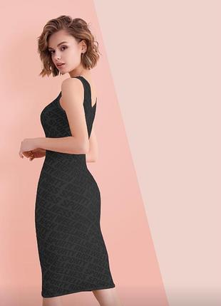 Облегающее  платье в рубчик с надписями dress rib wellness сукня сарафан миди