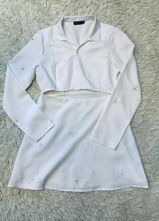 Молочна сукня з рукавом