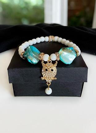 Авторский браслет  из агата и перламутра