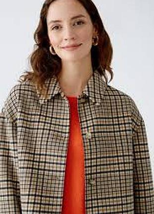 Трендовая  винтаж куртка рабочего куртка клетка шерсть пиджак оверсайз