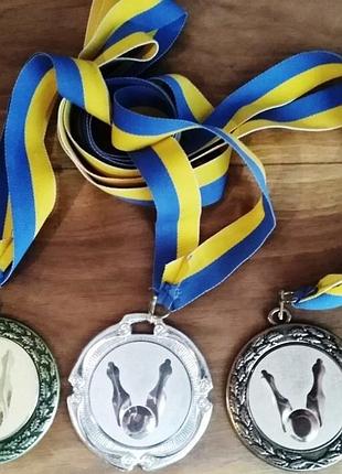 Комплект медалей, боулінг, "золото", "срібло", "бронза"