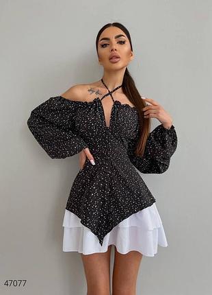 Платье мини с рюшами