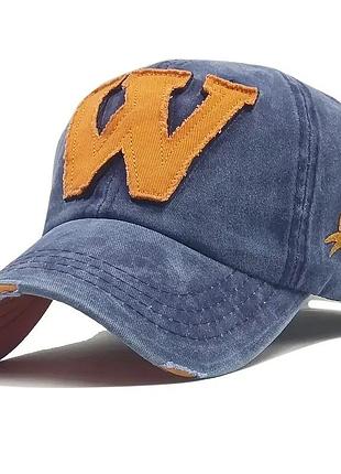 Вінтажна вишита бейсболка з написом "w" one size , размер 56-58