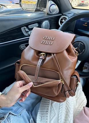Рюкзак leather backpack brown 8