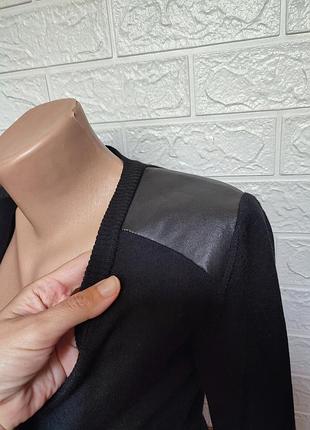 Шерстяной кардиган кофта с кожаными вставками от trussardi ➡️ размер xs (наш 38р)2 фото
