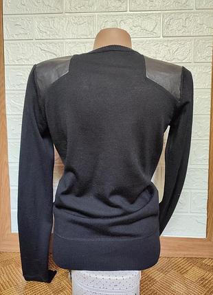 Шерстяной кардиган кофта с кожаными вставками от trussardi ➡️ размер xs (наш 38р)3 фото
