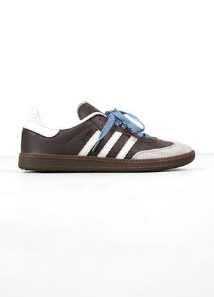 Жіночі кросівки adidas samba brown cy5846 white адідас самба коричневого з сірим та білим кольорів