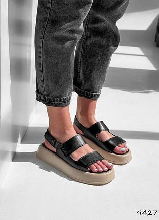 Босоніжки жіночі чорний натуральна шкіра