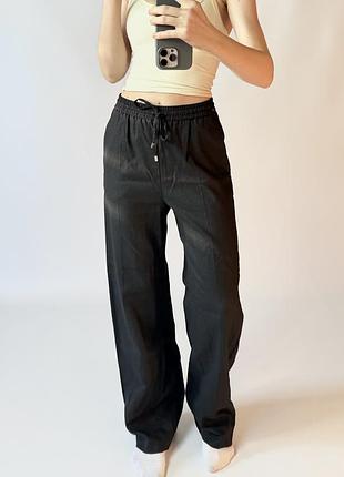 Чорні прямі лляні брюки штани zara xs