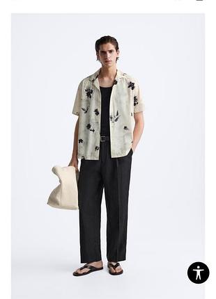 Рубашка, тенниска, шведка с акварельным принтом от zara l- л7 фото