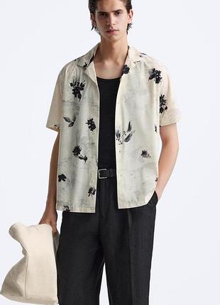 Рубашка, тенниска, шведка с акварельным принтом от zara l- л