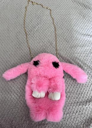 Сумка рюкзак кролик рожевий штучне хутро нова