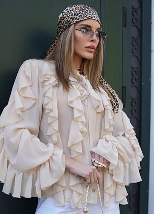 Накладной платеж ❤ шифоновая блуза блузка с рюшами тренд 2025 в стиле бохо