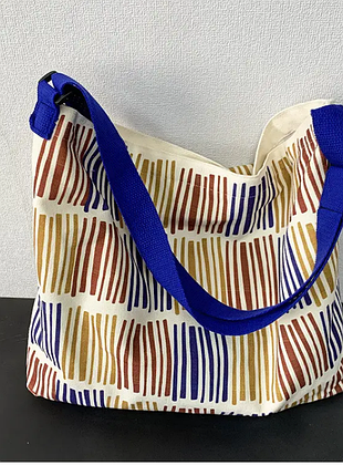 Сумка женская шоппер тканевой на змейке разноцветная