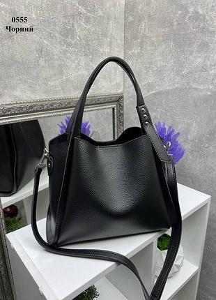 Чорна базова універсальна сумка з екошкіри преміум якості