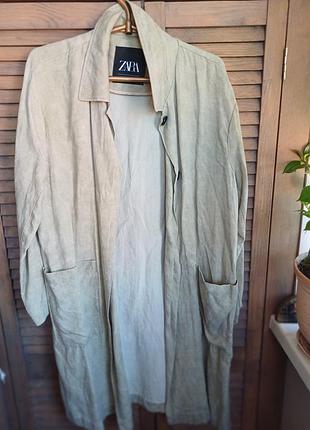 Тонкое летнее пальто с льном и текстильным волокном, zara