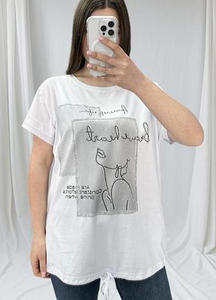 Женская стильная футболка на завязках (балта) в цветах