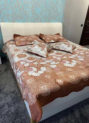 Стьобане бавовняне покривало з наволочками, євро