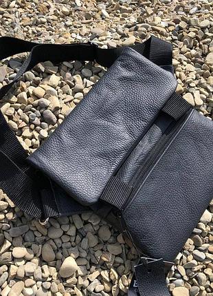 Тактическая кожаная сумка с кобурой, мужской мессенджер, борсетка - черный слинг