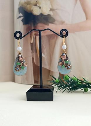 Винтажные серьги подвески, летние, бабочка, винтаж