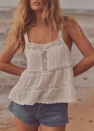 Топ жіночий білий з мереживом zara new