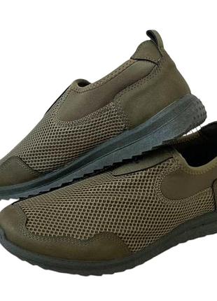 Сліпони мокасини чоловічі літні хакі (дм-408-2)