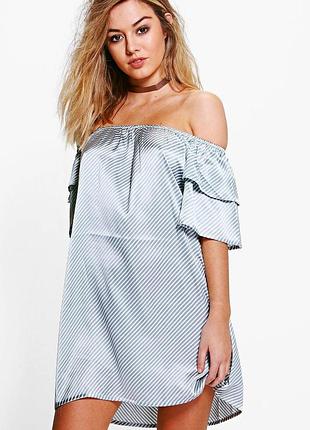 Сукня sasha з відкритими плечиками у смужку off the shoulder від boohoo