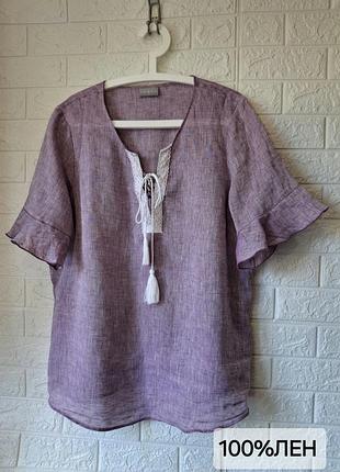 Блуза/100%лен/бохо/мереживо/фіалка/canda