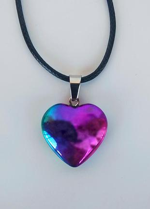 Кулон "сердечко"  из кварца на шнурке