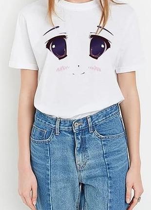 Футболка белая аниме принт kawai