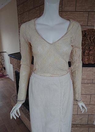 Marella by max mara стрейчевая кружевная блузка лонгслив кофта размер м-л