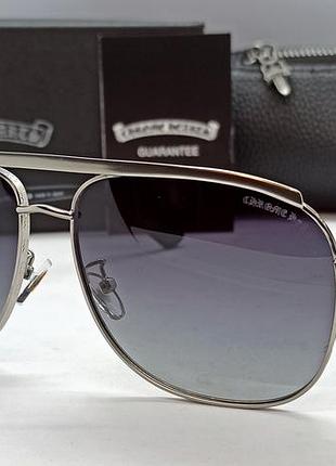 Chrome hearts очки мужские солнцезащитные модные серый градиент в светло сером металле