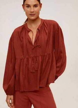 Primark. кирпичная блузка с рукавами бафами из лиоцела.