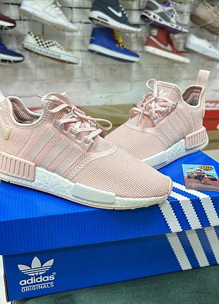 Жіночі спортивні кросівки adidas nmd_r1 для бігу оригінал рожеві сітка