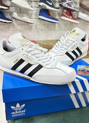 Чоловічі шкіряні кросівки adidas samba super оригінал білі класичні бу