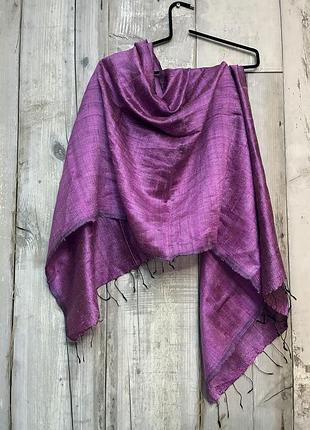 ❤️1+1=3 шовковий великий шарф бузкового кольору