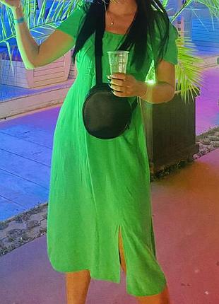 Летнее легкое платье зеленое2 фото