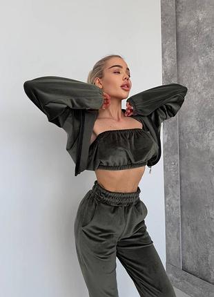 Женский велюровый костюм тройка